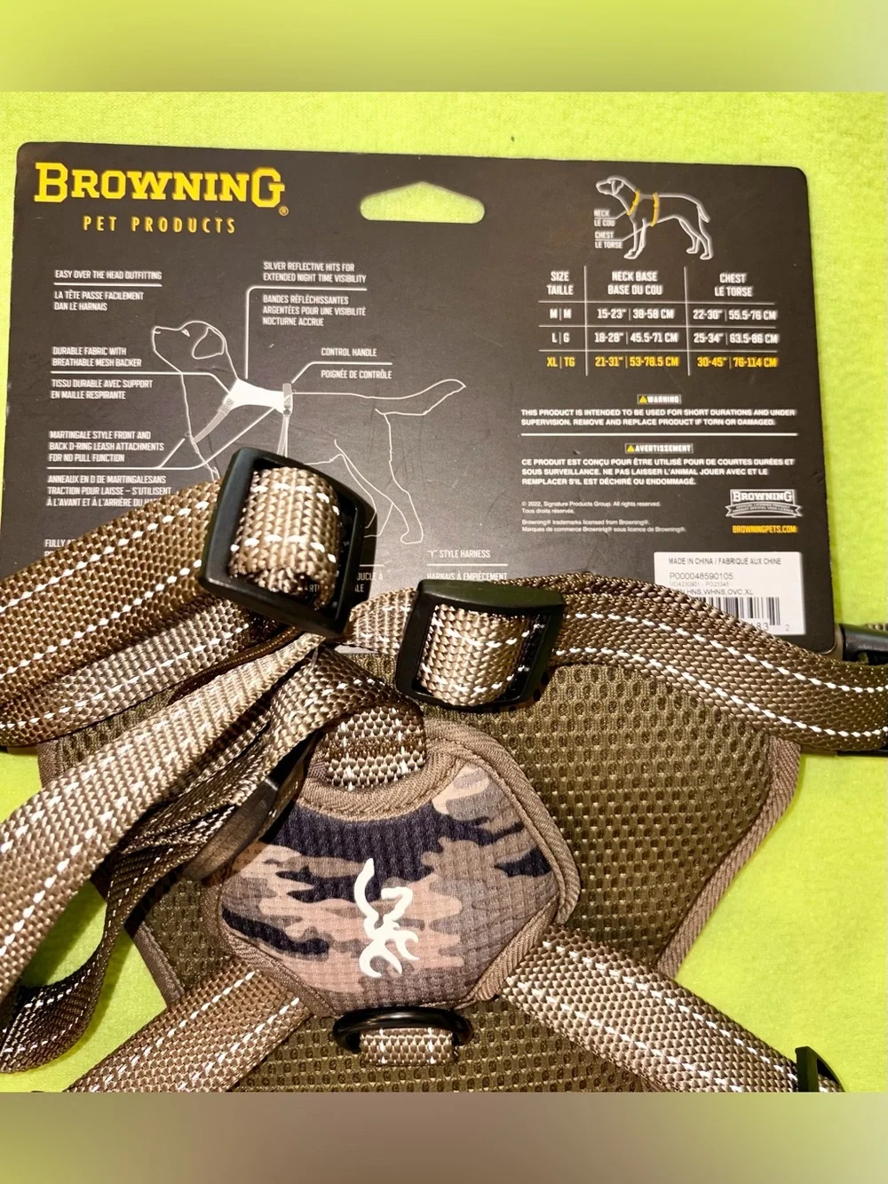 2 - Browning camouflage XL walking harness & ASD camouflage neoprene Dog Jacket